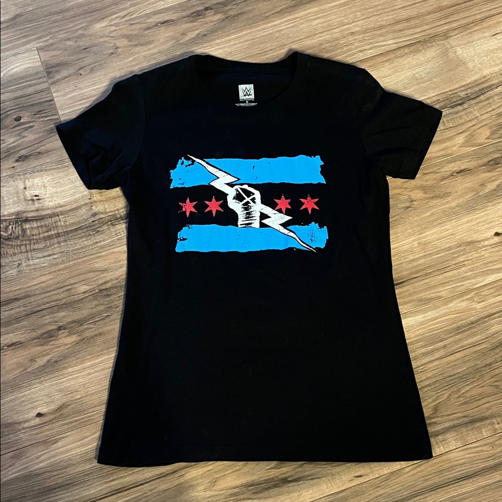 WWE CM PUNK  Black and Blue Graphic T-Shirt